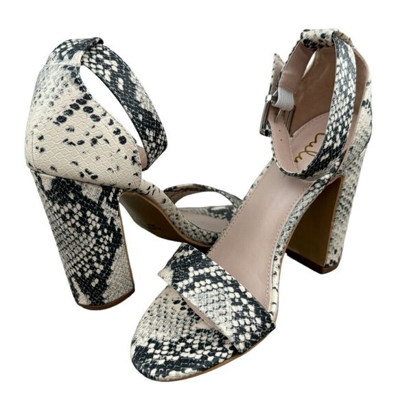 Lulu's NEW! Snakeprint Single Band Chunky Heel Sandal w Ankle Strap Women's Sz 8 - Picture 8 of 12
